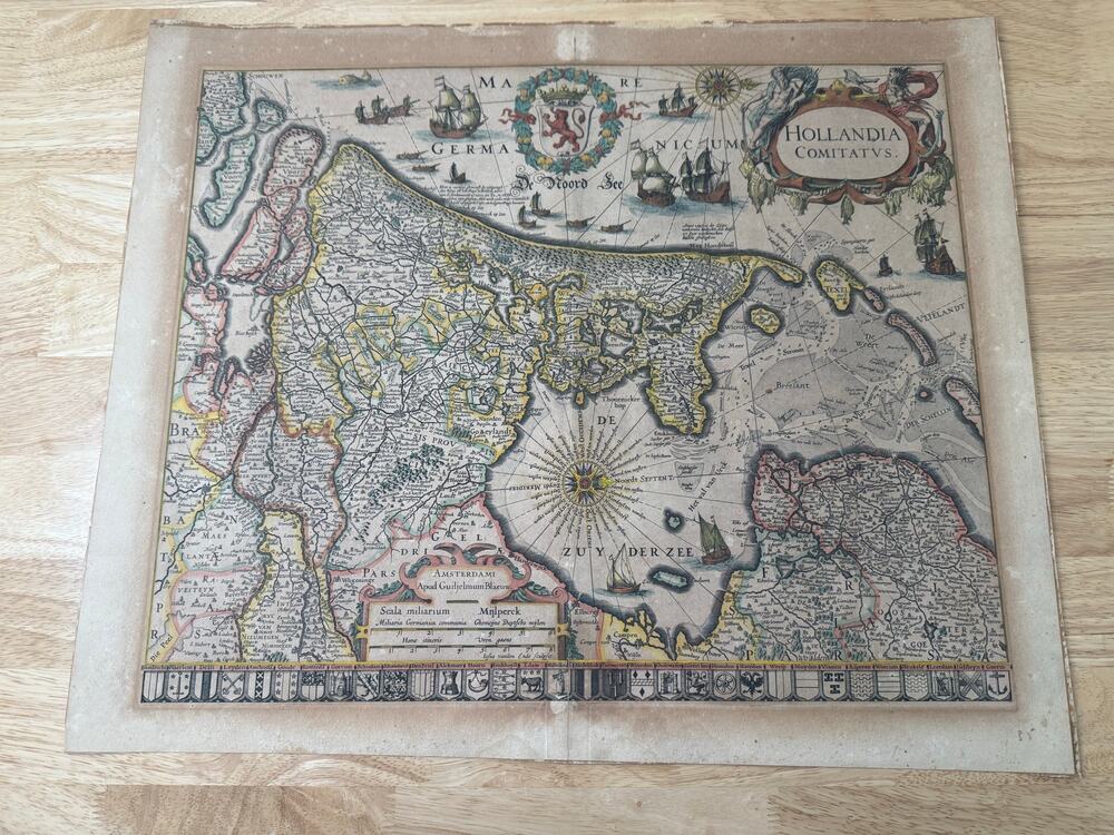 17th-century map HOLLANDIA COMITATVS by the Dutch cartographer Willem Blaeu JL
